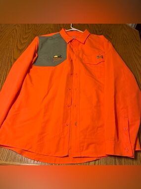 Under Armour Embroidered Sleeve Shooting Shirt Mens 2XL Neon Orange